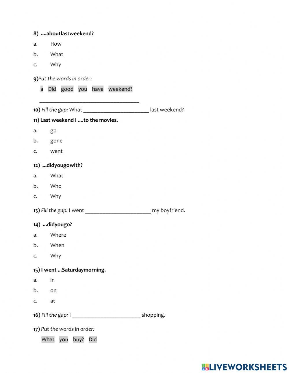 Past Simple - What did you do last weekend? Video