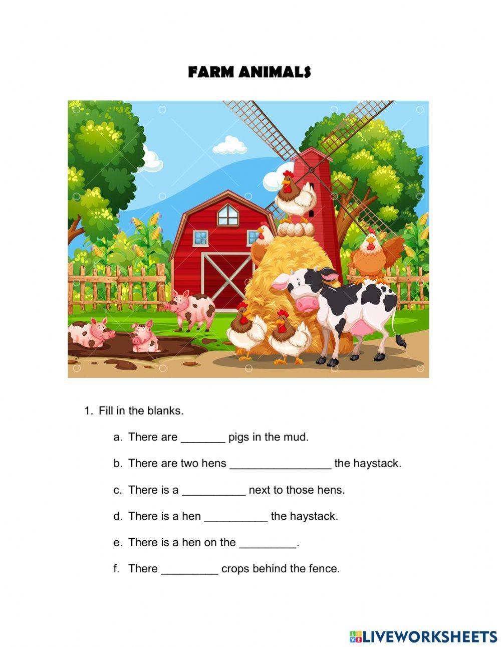 Farm animals - Prepositions of place