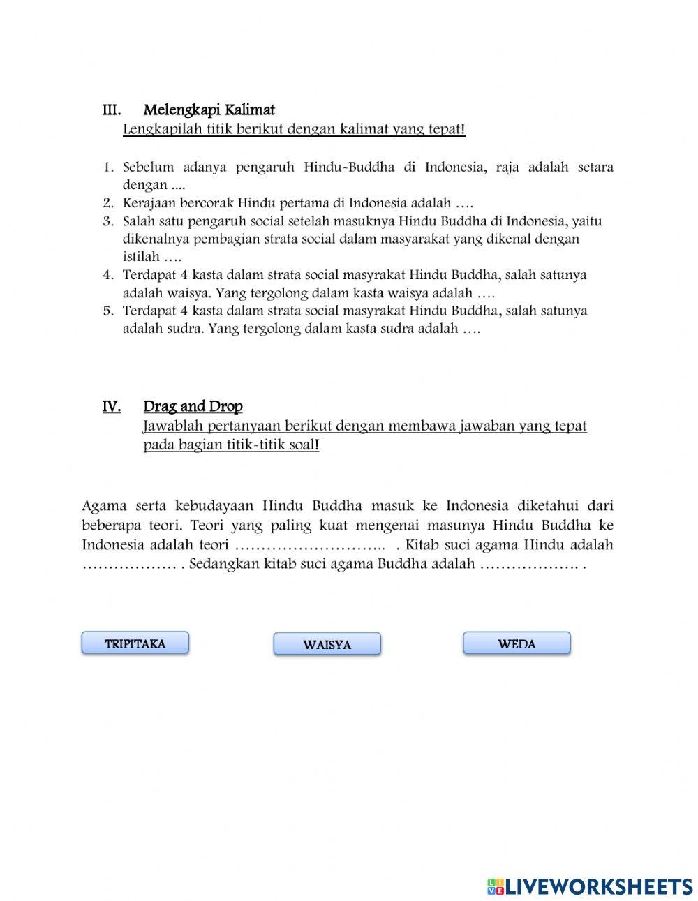 LKPD Masuknya Hindu Buddha di Indonesia