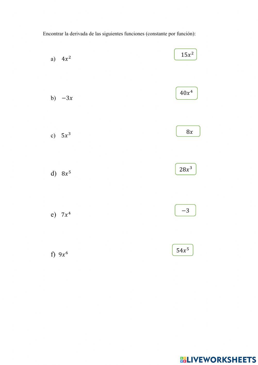 Derivadas de constantes