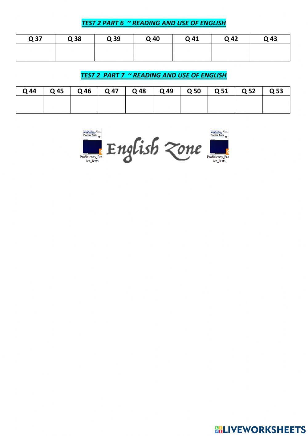 Answer sheet cep t2 CAMBRIDGE ENGLISH PROFICIENCY PRACTICE TESTS by MARK HARRISON 2013
