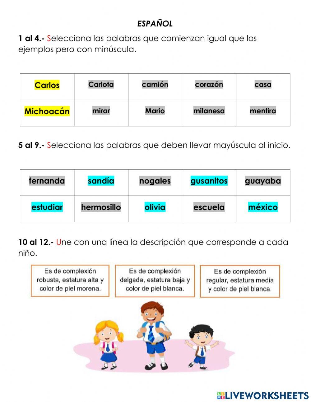 Actividades de Español interactive worksheet | Live Worksheets Actividades de Español interactive worksheet | Live Worksheets