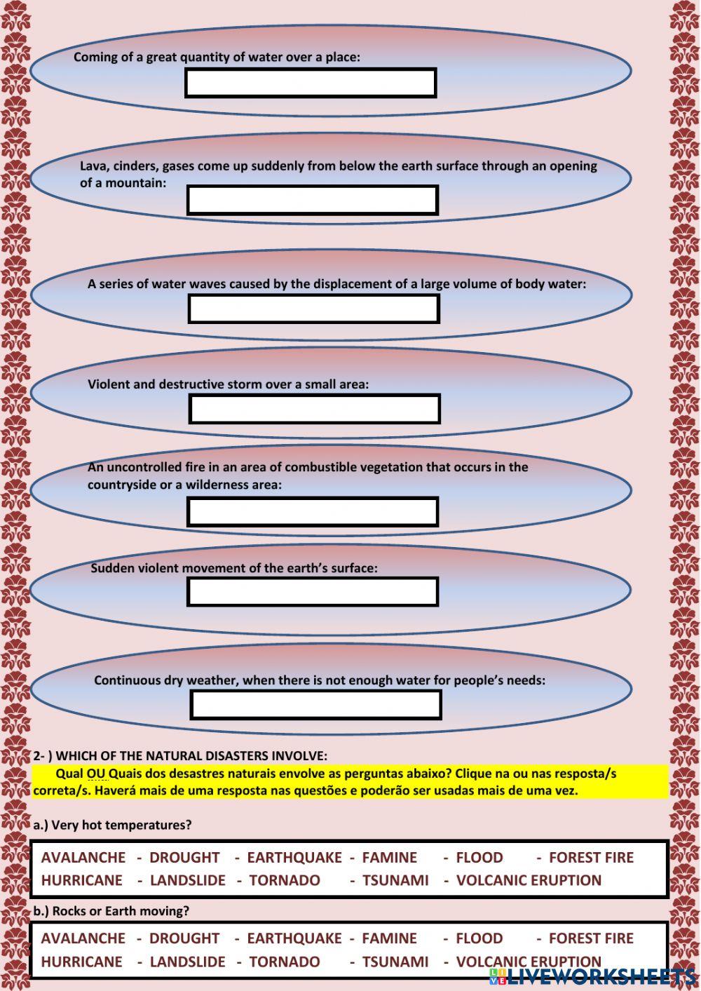 2nd BIMESTER - 5ª ACTIVITY – NATURAL DISASTERS - 3rd