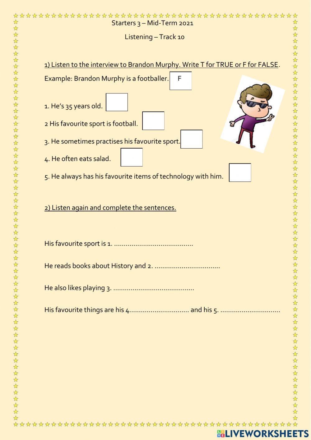 Starters 3 mid-term exam listening