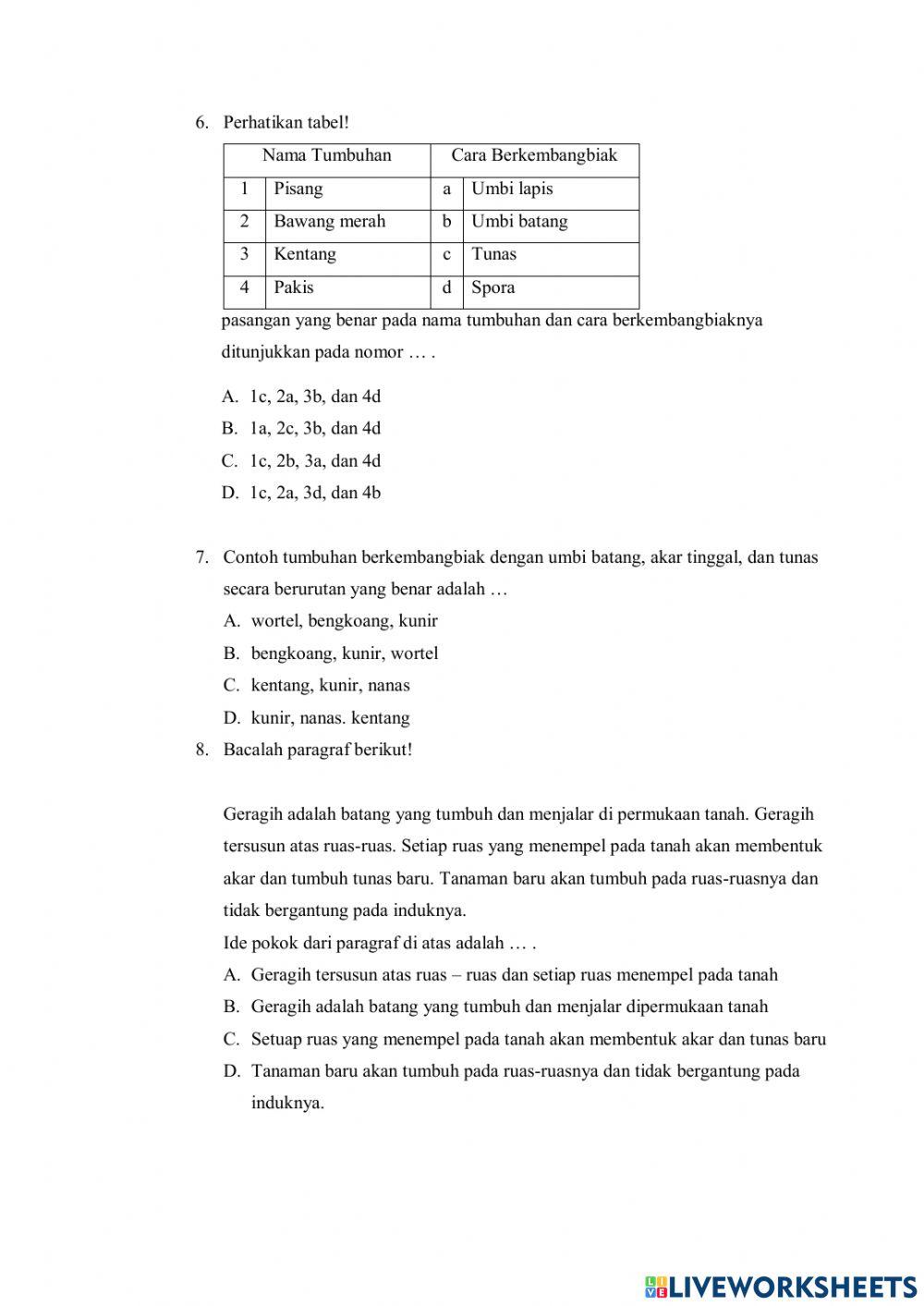 Evaluasi Tema 1 Subtema 1 Pembelajaran 3