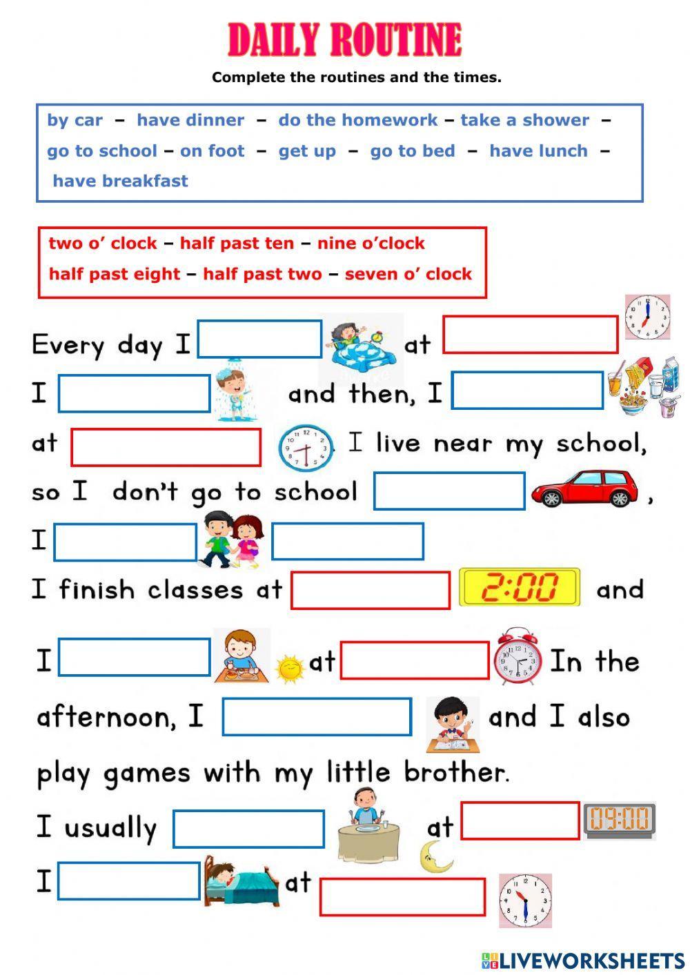 Daily routines liveworksheets 1120896