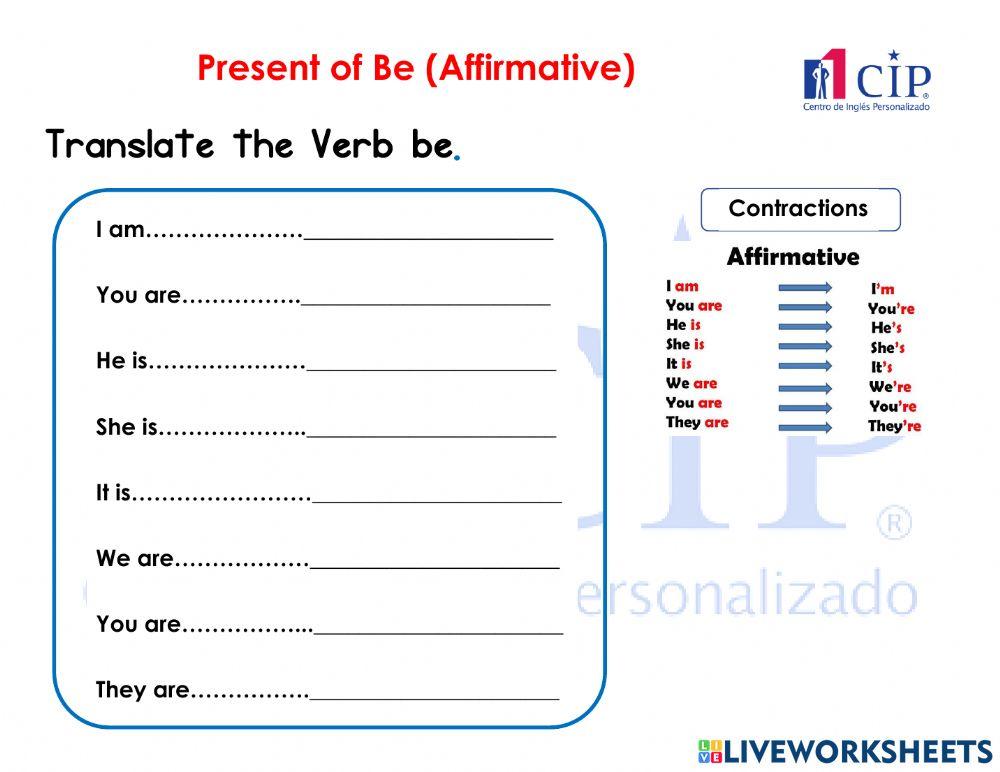 Present of Be (Affirmative)
