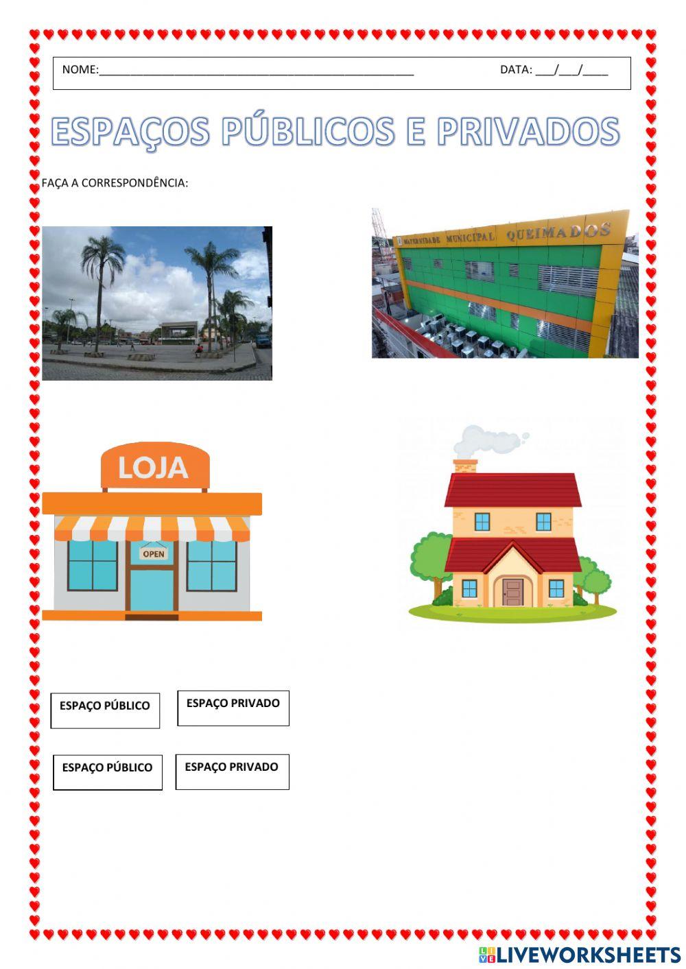 Espaços públicos e privados activity Live Worksheets