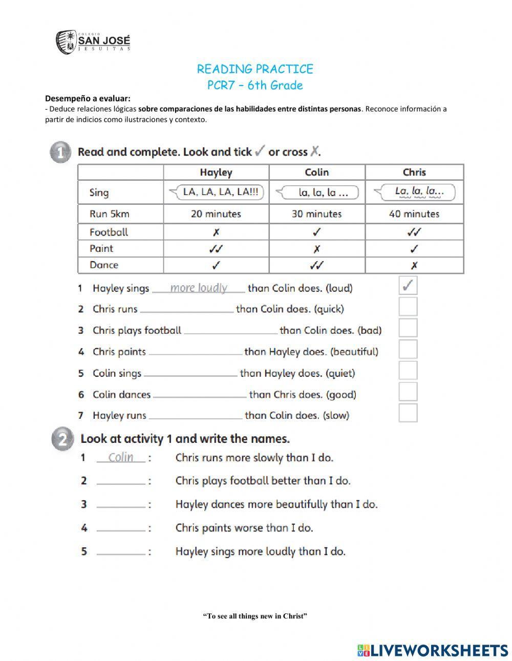 Comparing with adverbs worksheet Live Worksheets