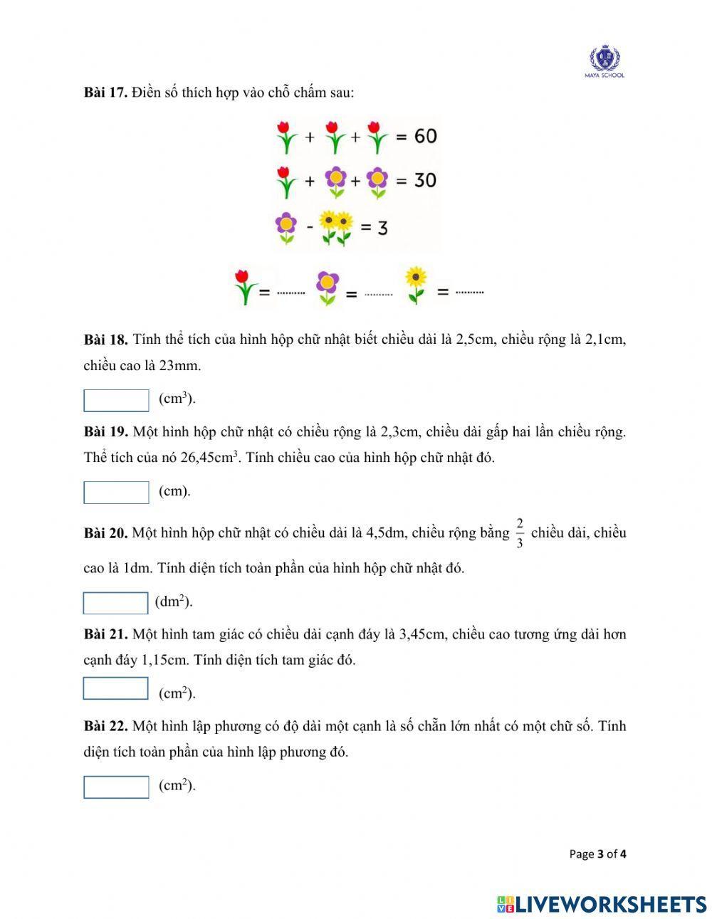 Toán 5 - 28.06.2021 - 02.07.2021 - Ôn tập cuối năm