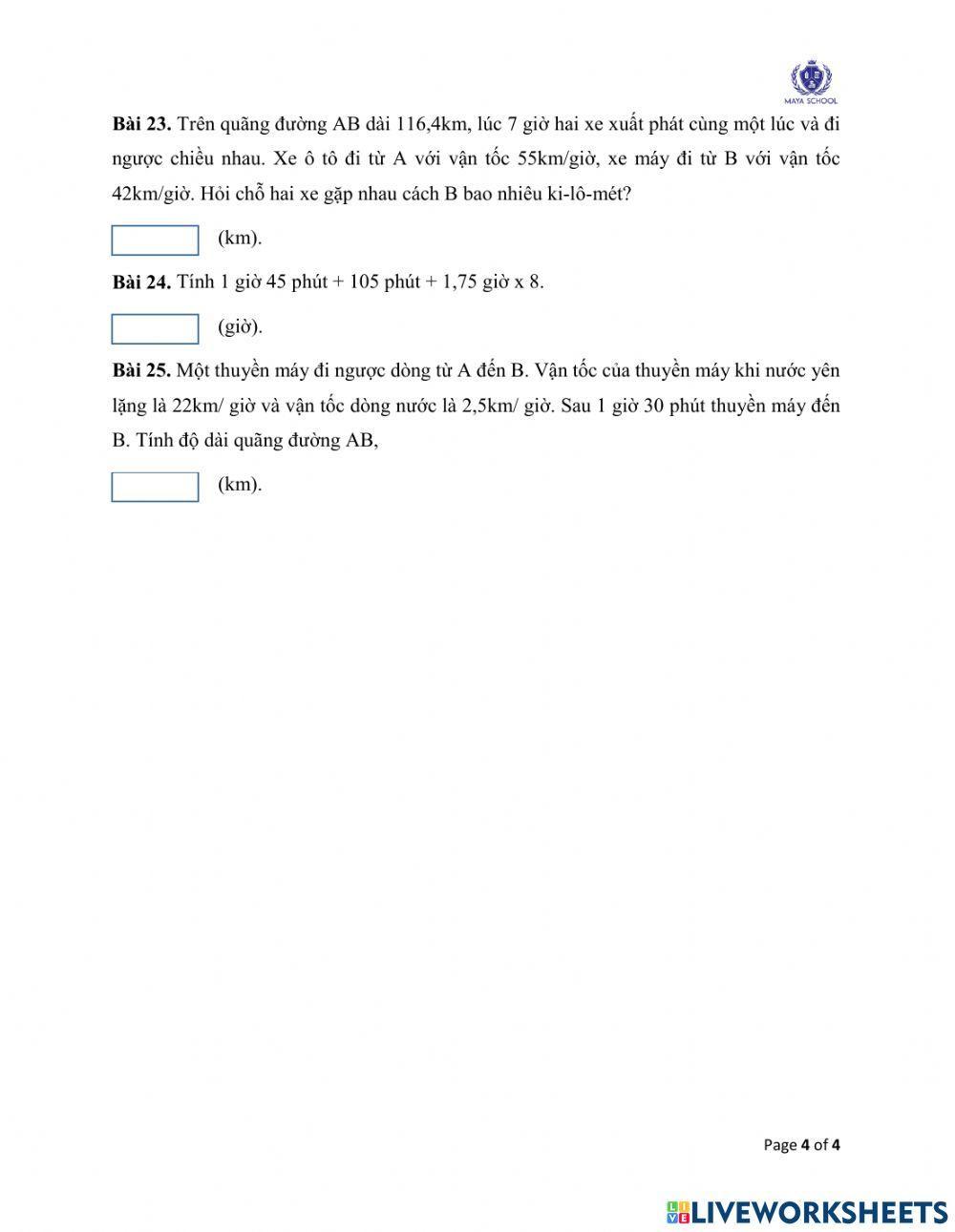 Toán 5 - 28.06.2021 - 02.07.2021 - Ôn tập cuối năm