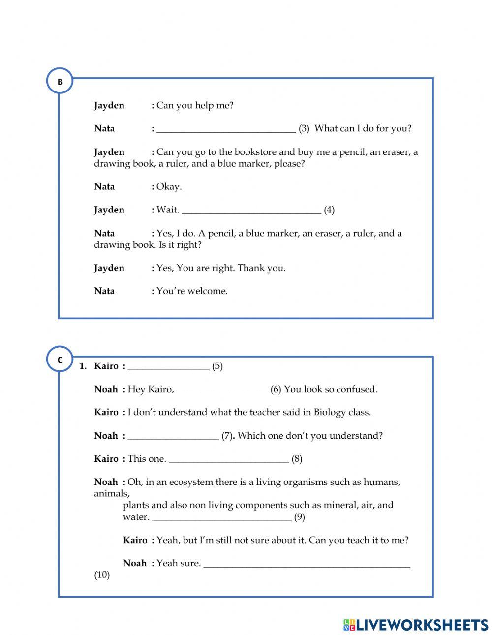 Unit 1 (At School) - Task 12