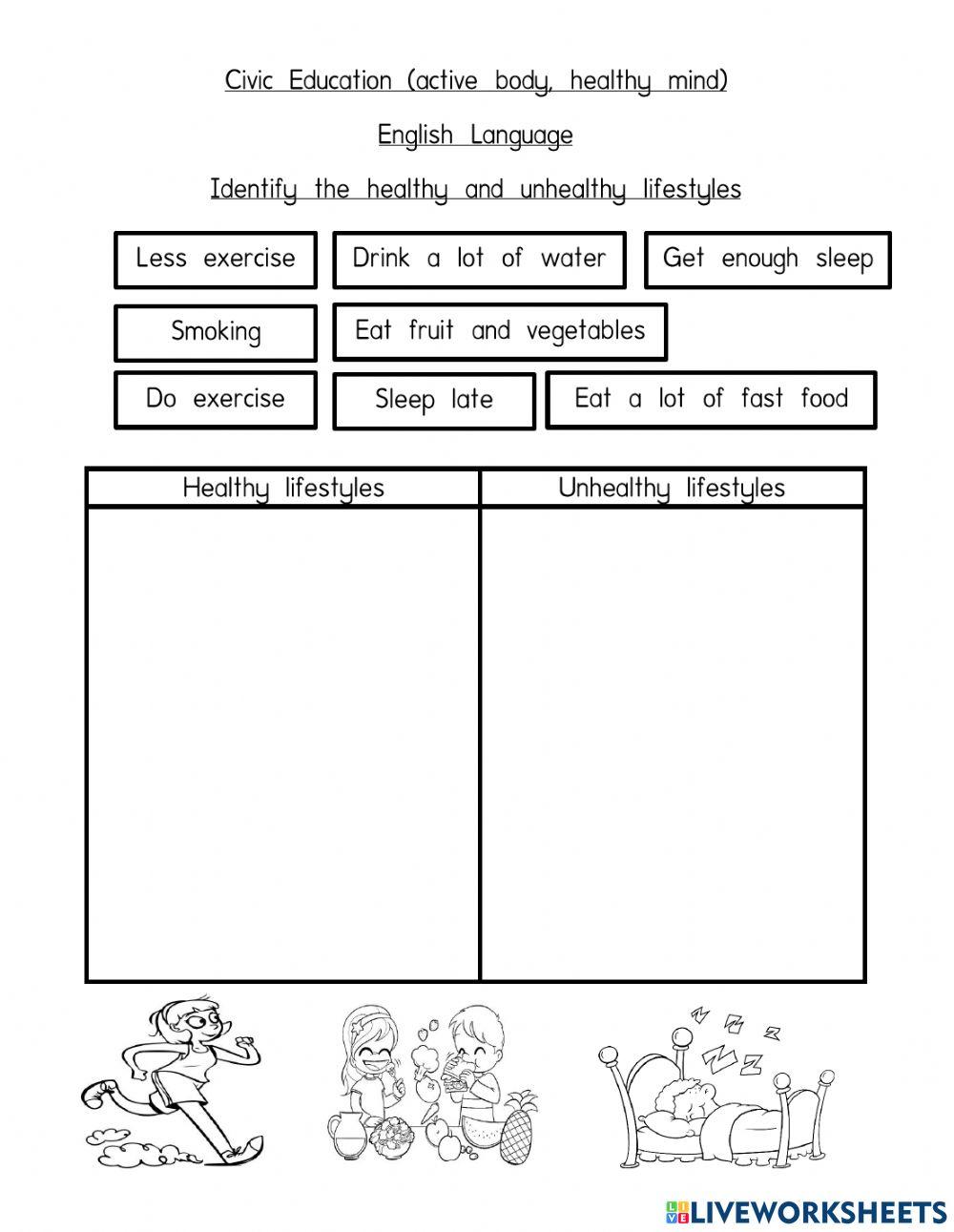 Healthy unhealthy lifestyles