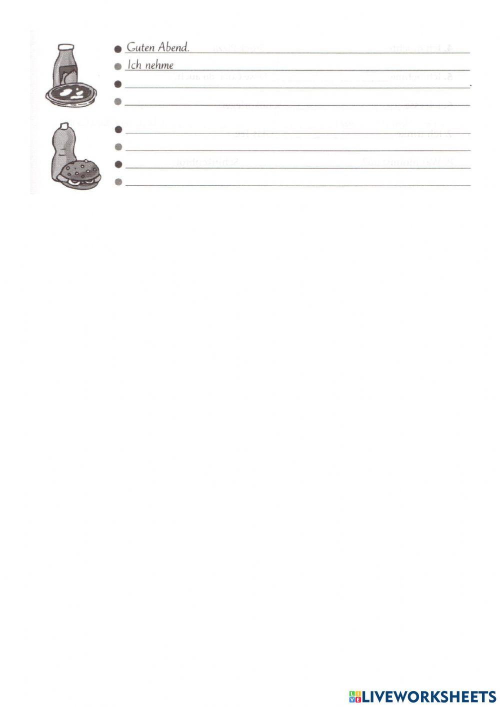Hausaufgabe - Essen und trinken 2