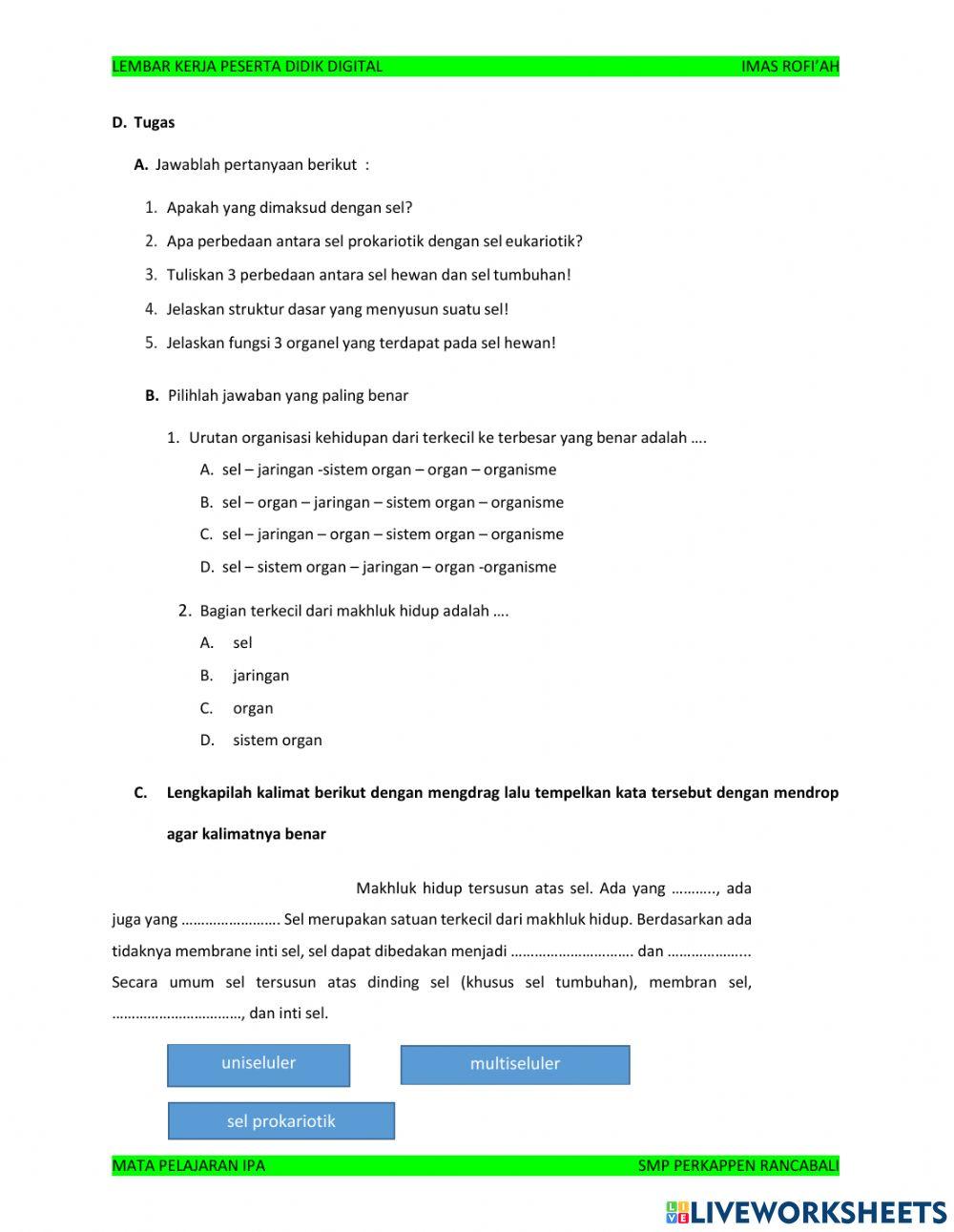 Sistem Organisasi Kehidupan