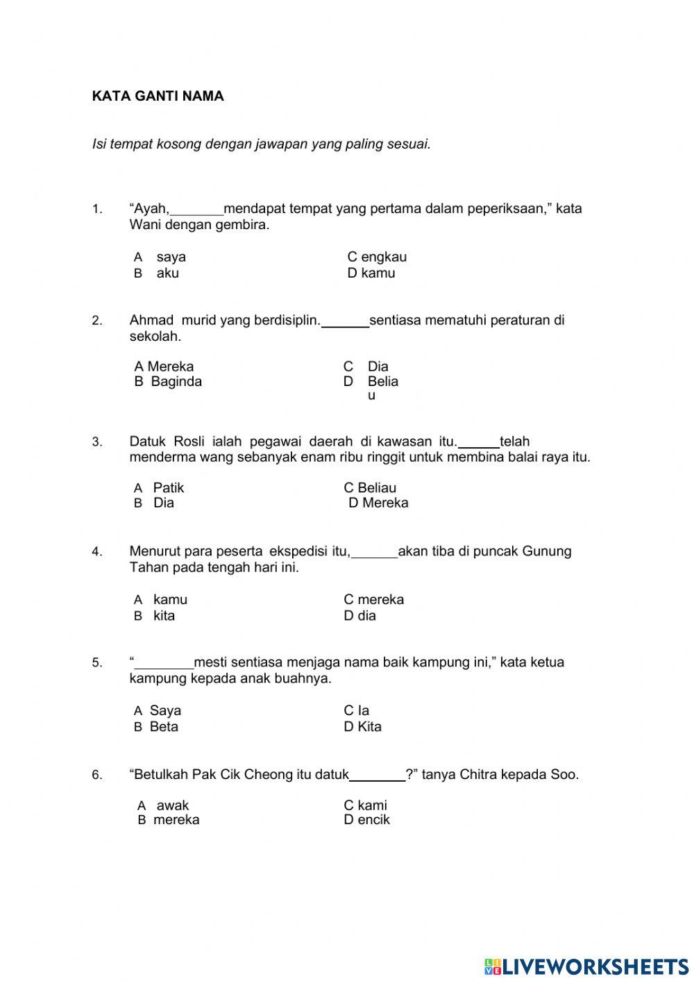 Kata ganti nama diri