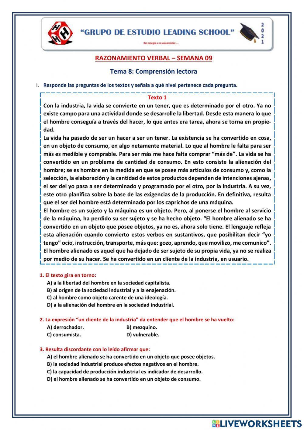 Comprensión lectora