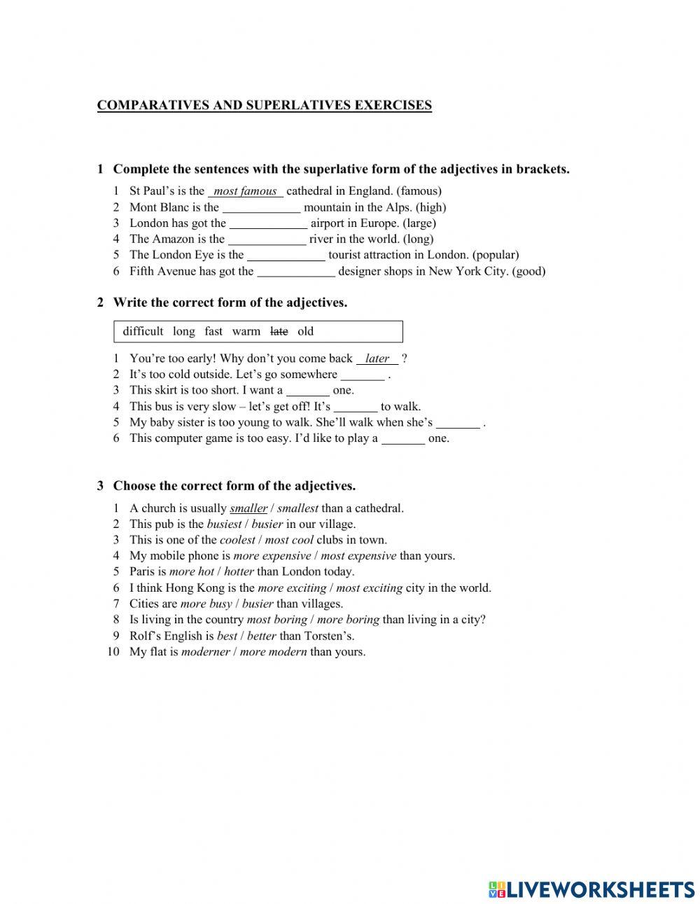 Comparatives and superlatives