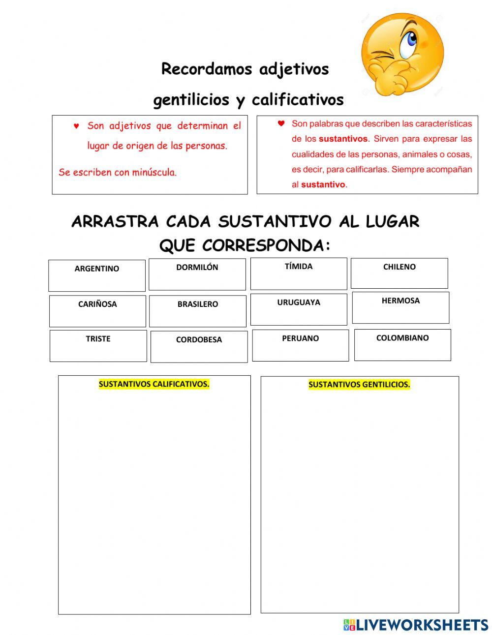 Adjetivos gentilicios y calificativos