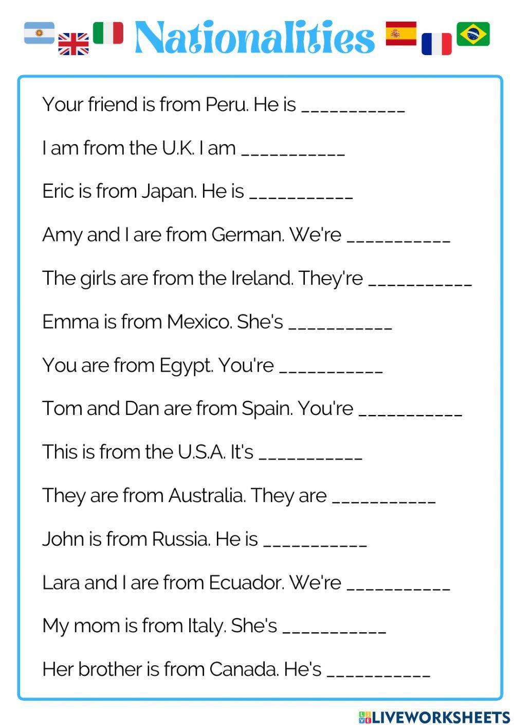 Nationalities. Where are you from? Nationalities. Where are you from?