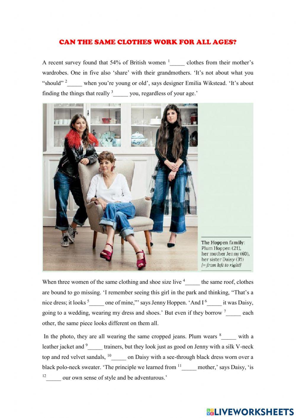 Clothes - Reading - Part 5 - PET