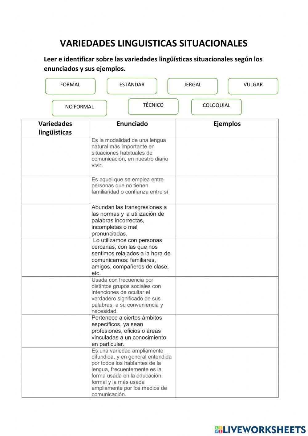 Variedades ling… | Free Interactive Worksheets | 1122360, image size:1000x1413