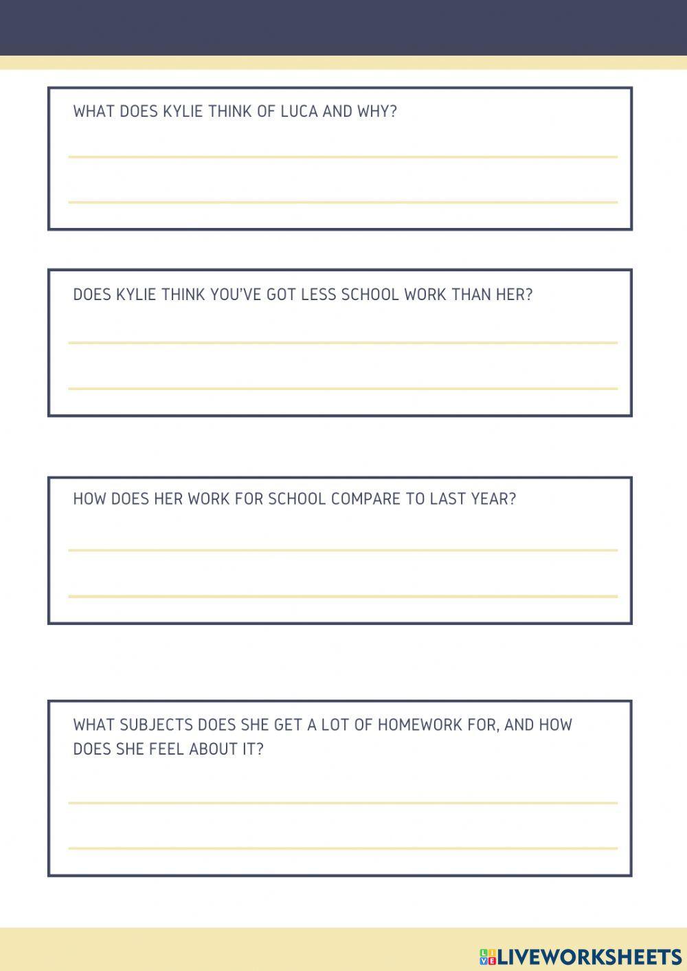 Email describing your school routine