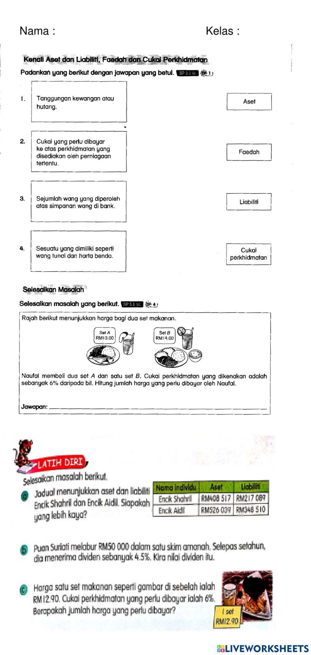 Matematik T6 - Wang - Aset, Liabiliti, Faedah & Cukai Perkhidmatan