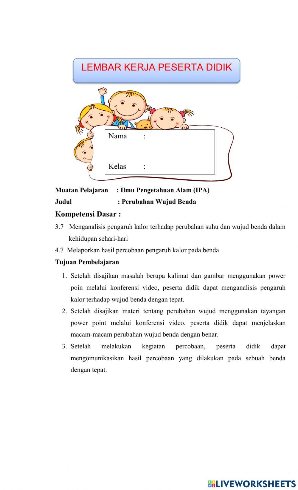 Lkpd perubahan wujud benda