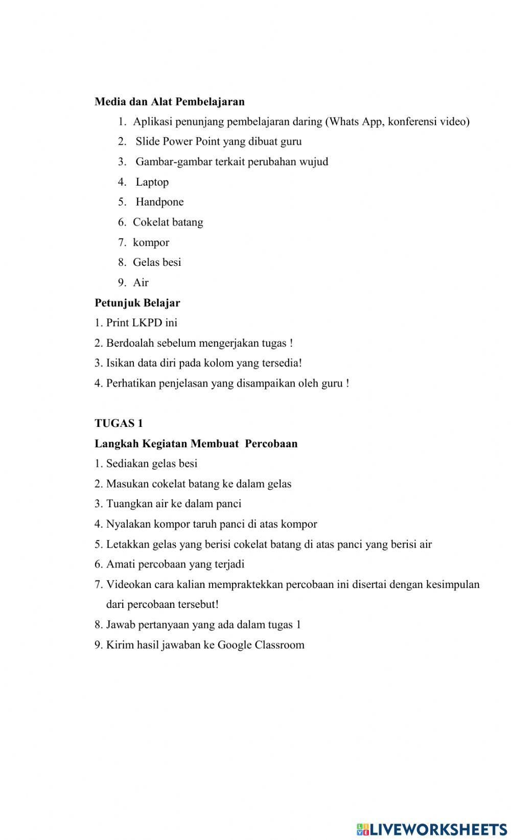 Lkpd perubahan wujud benda