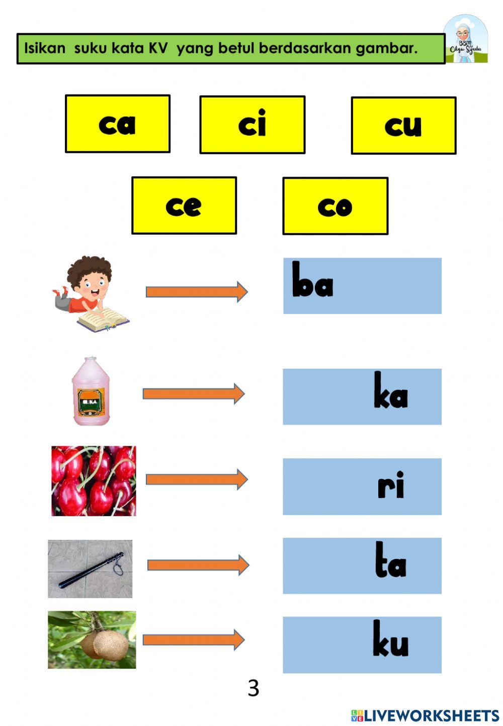 Buku latihan suku kata kv 1