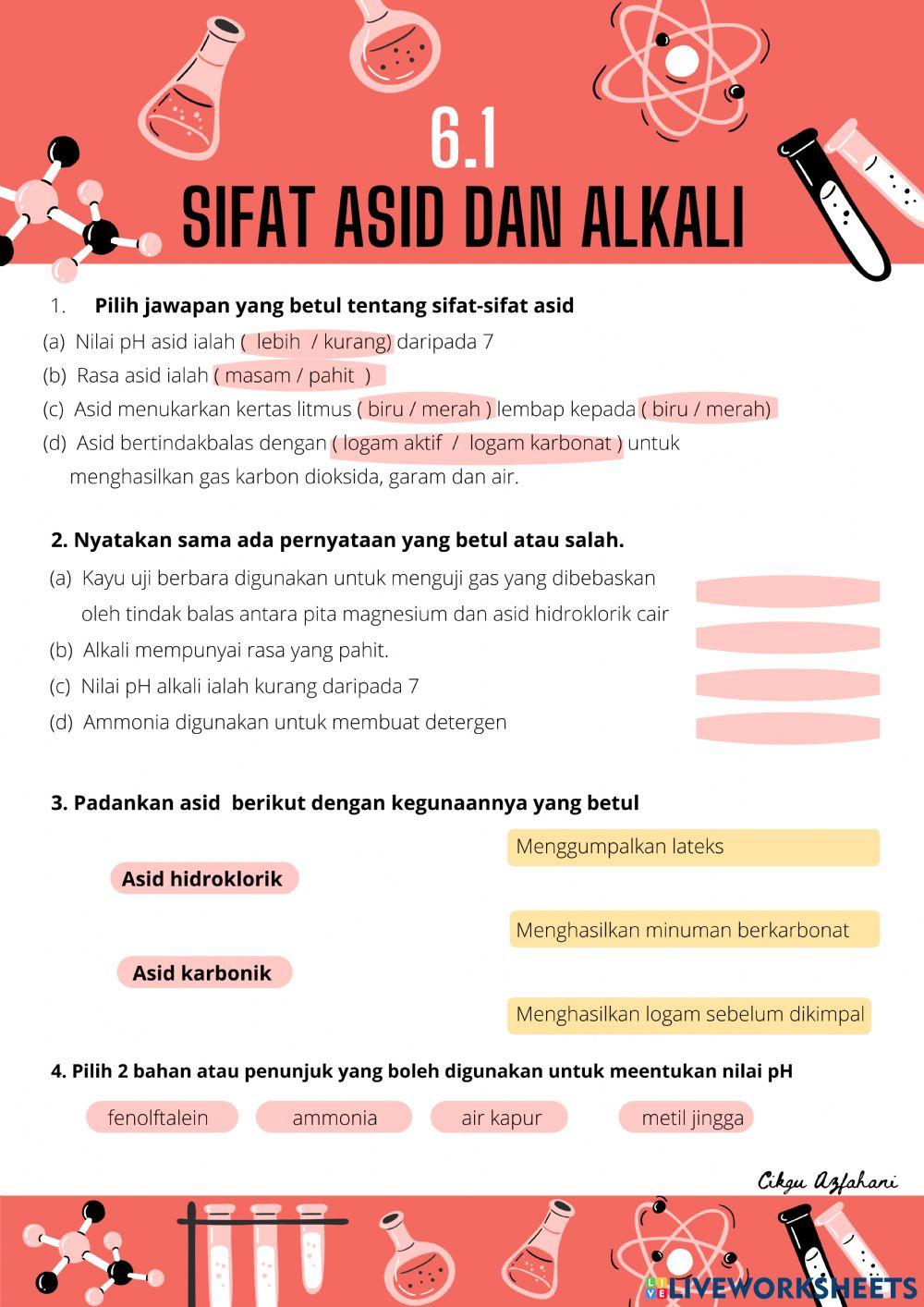 Sifat asid dan alkali