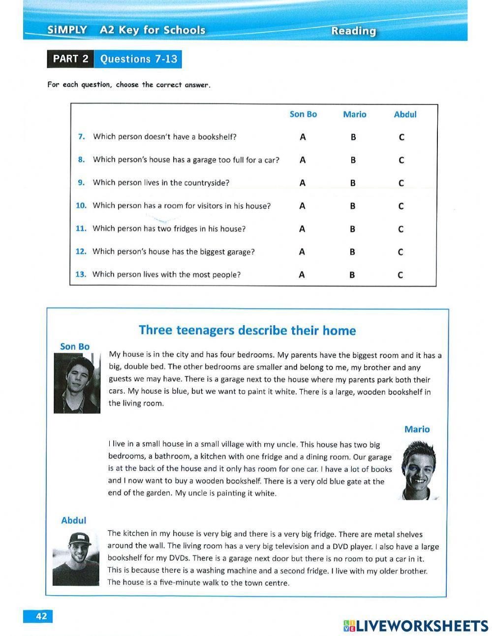 6E 27.6 Reading part 2 - test 3 A2