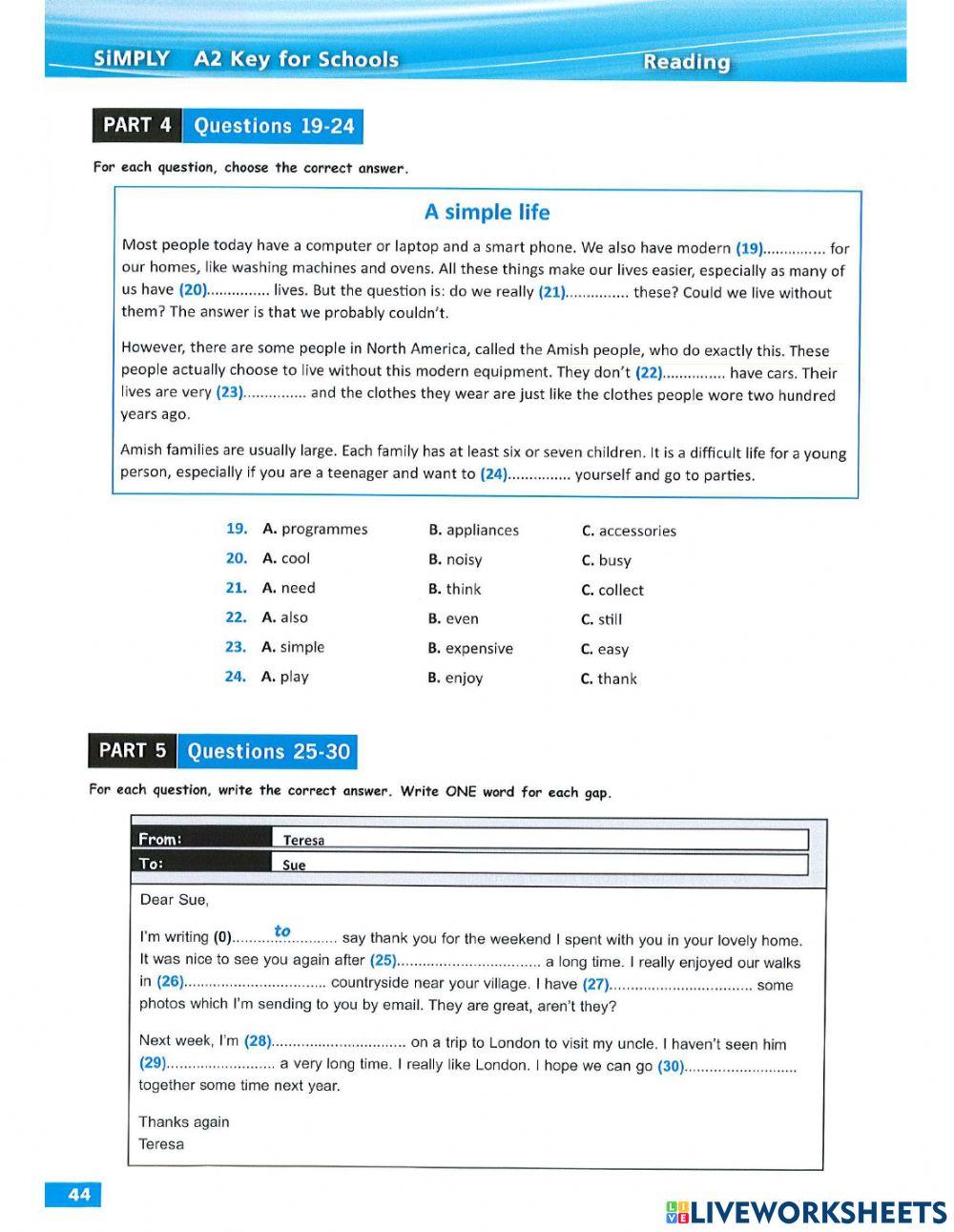 6e 27.6 reading part 4 5 Test 3