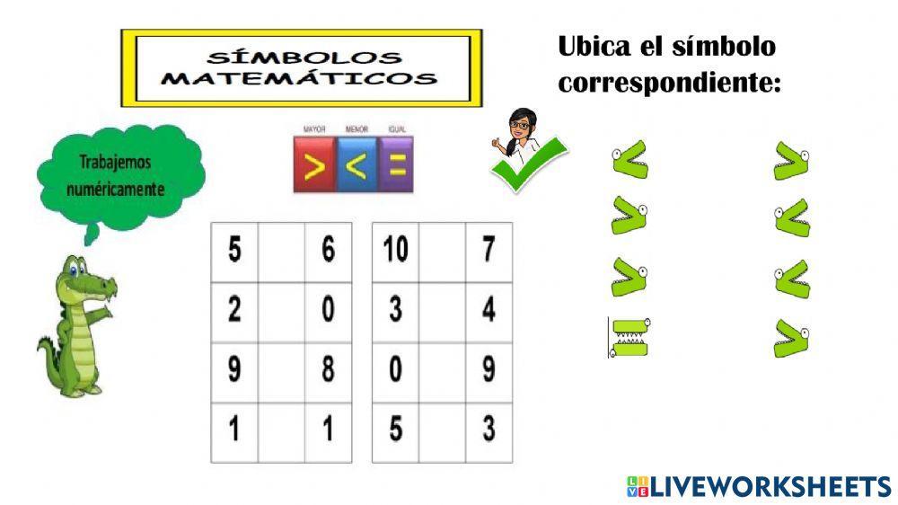 Comparar números del 0 al 9