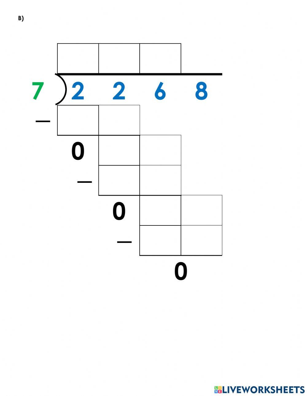 Divisions with 1-digit and 2-digtis