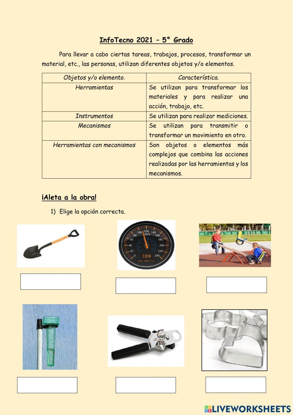 Herramientas, instrumentos y mecanismos.