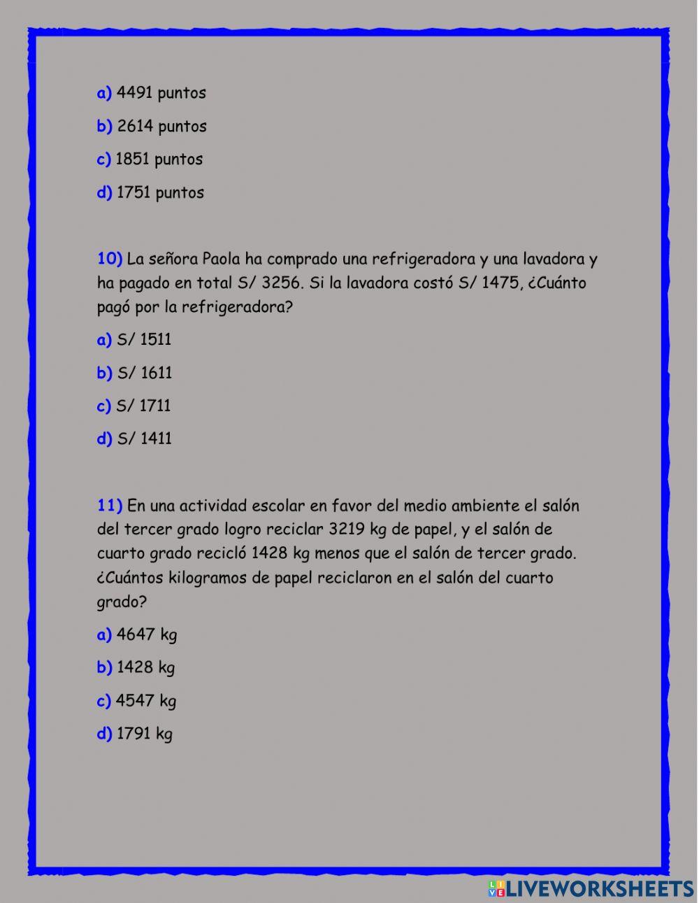 Evaluación matemáticas