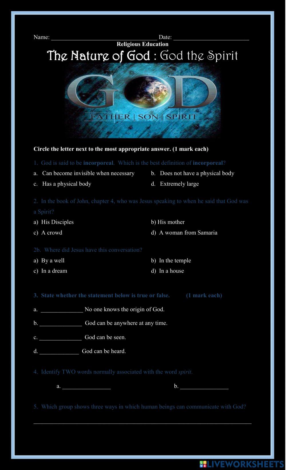 Spiritual Nature of God