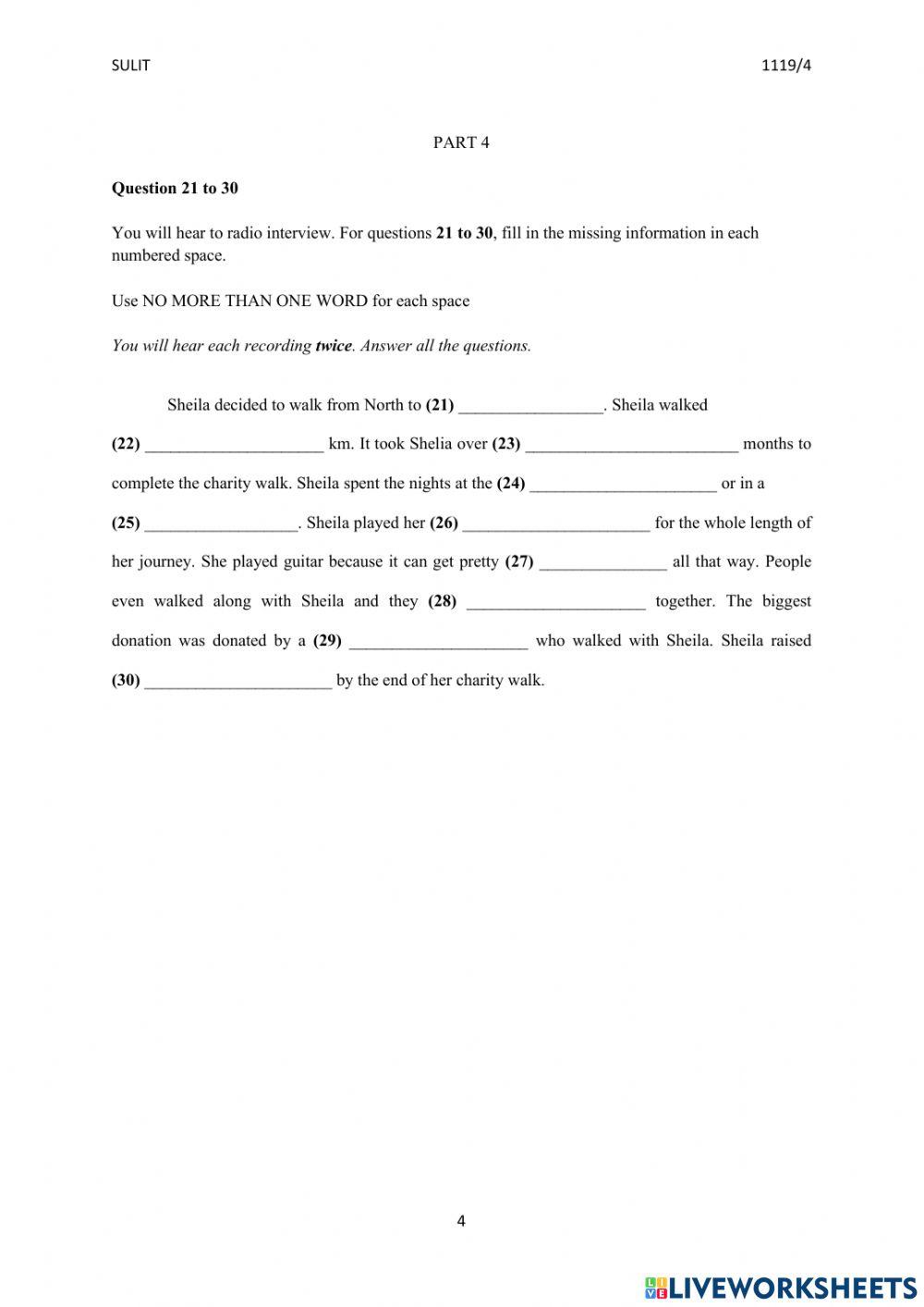 Listening Test Form 5