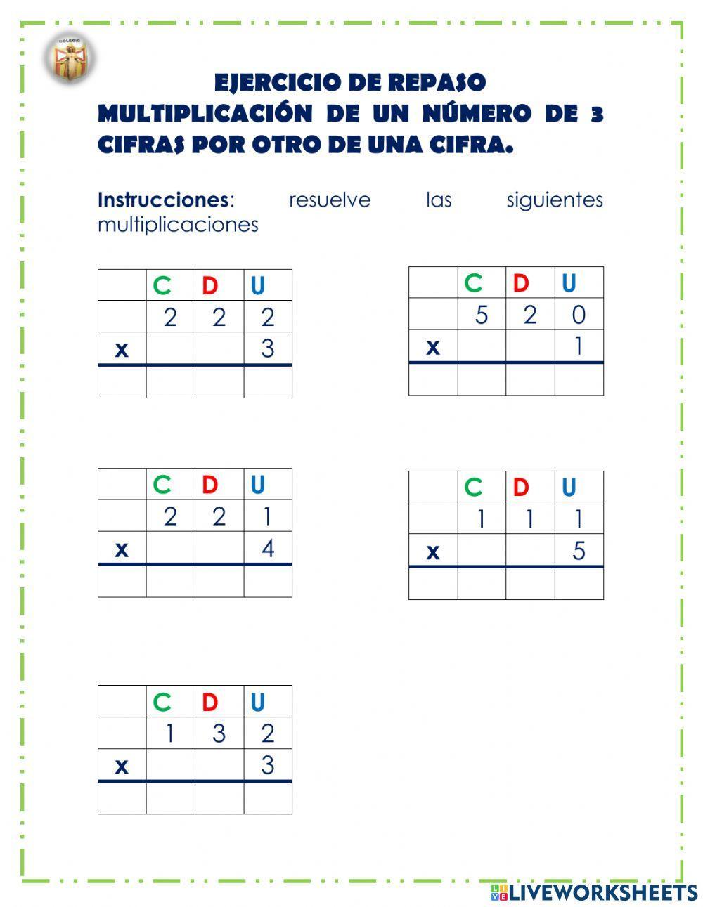 Ejercicio de repaso: Multiplicación