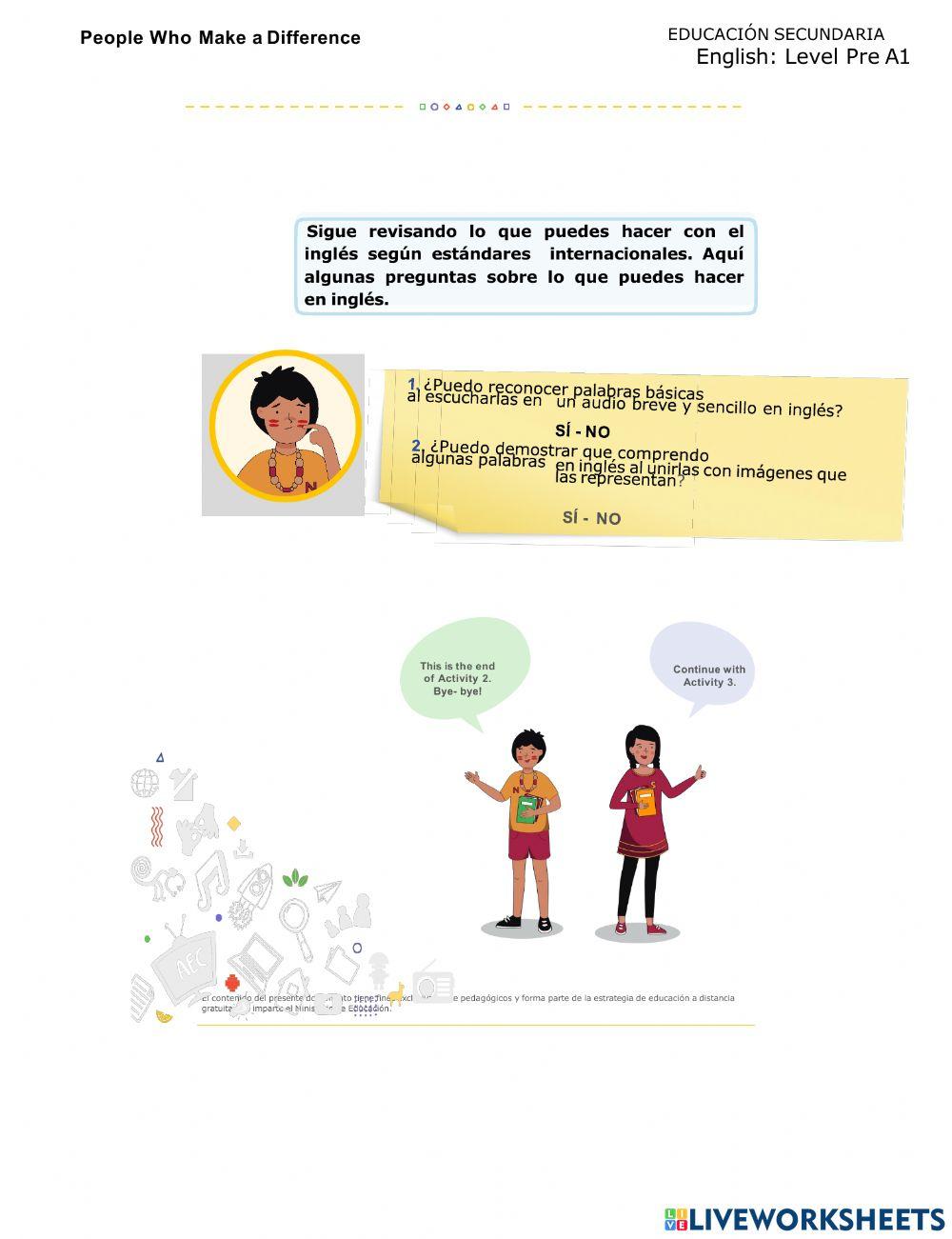 People who make a difference: 2 activity