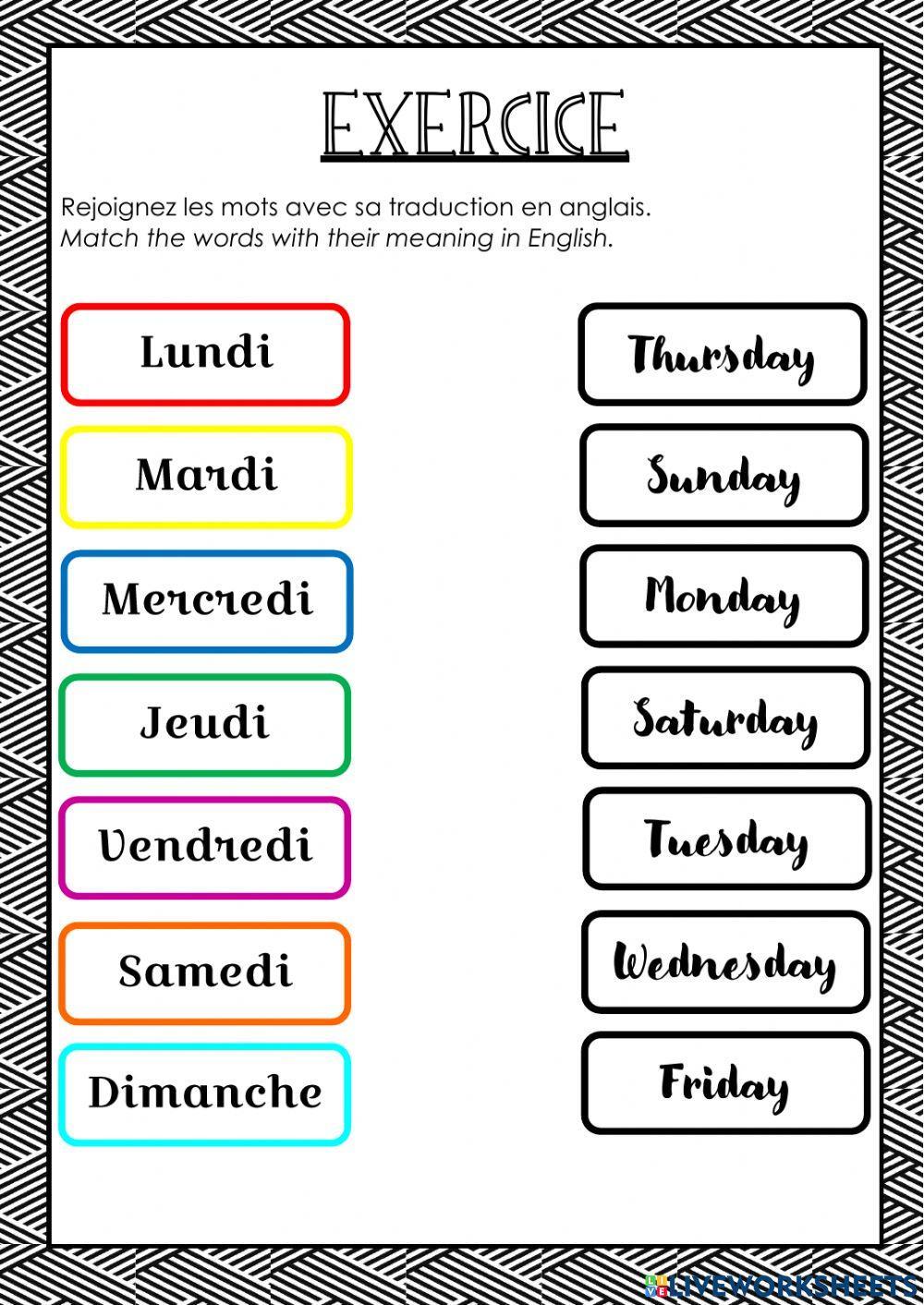 Les Jours de la Semaine