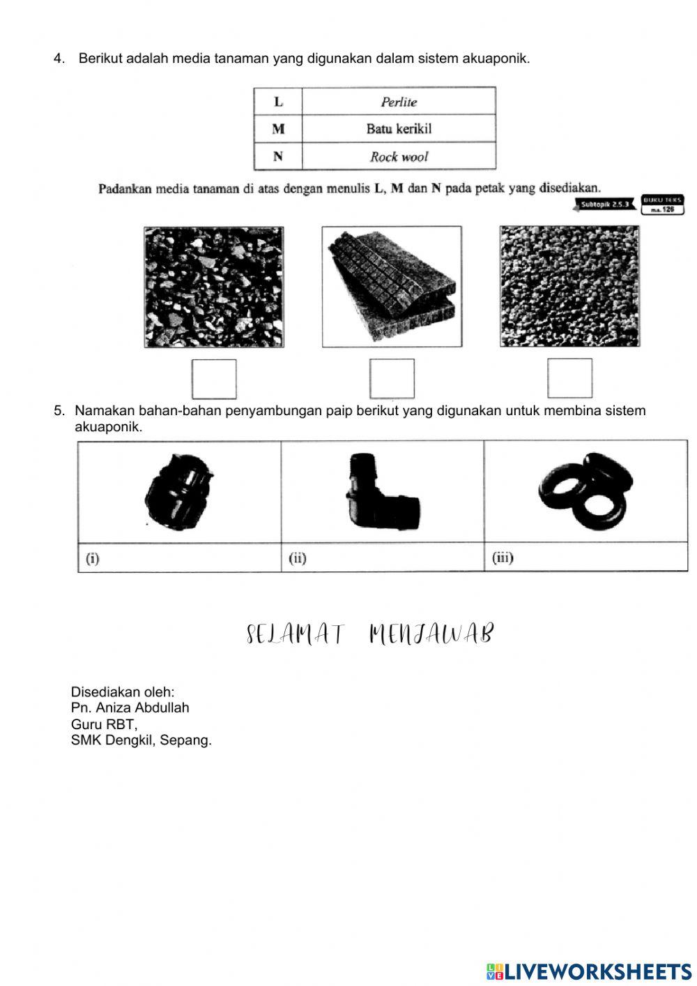 2.5.3 Mengenal pasti komponen Akuaponik
