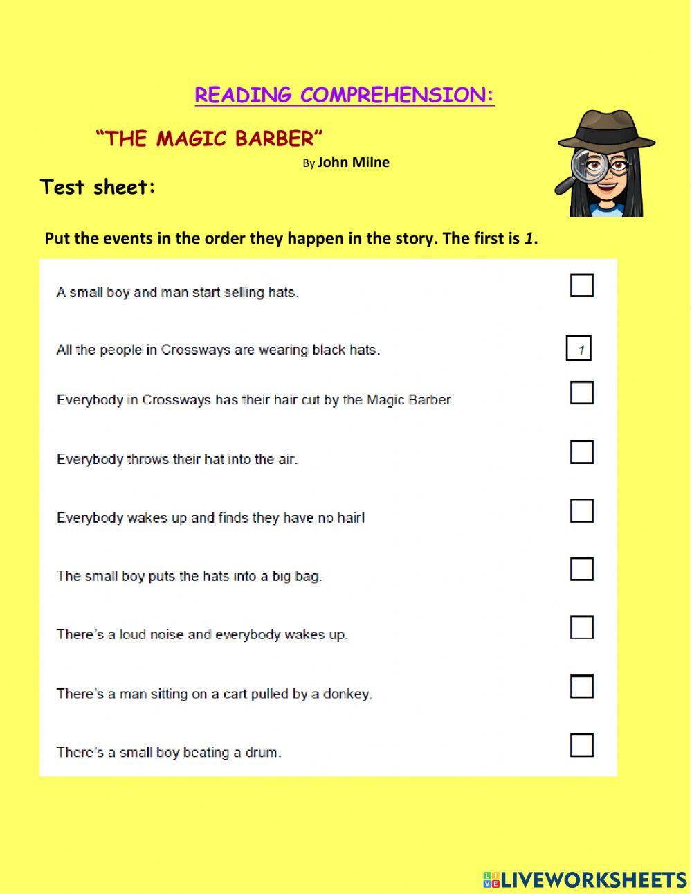 The magic barber test sheet