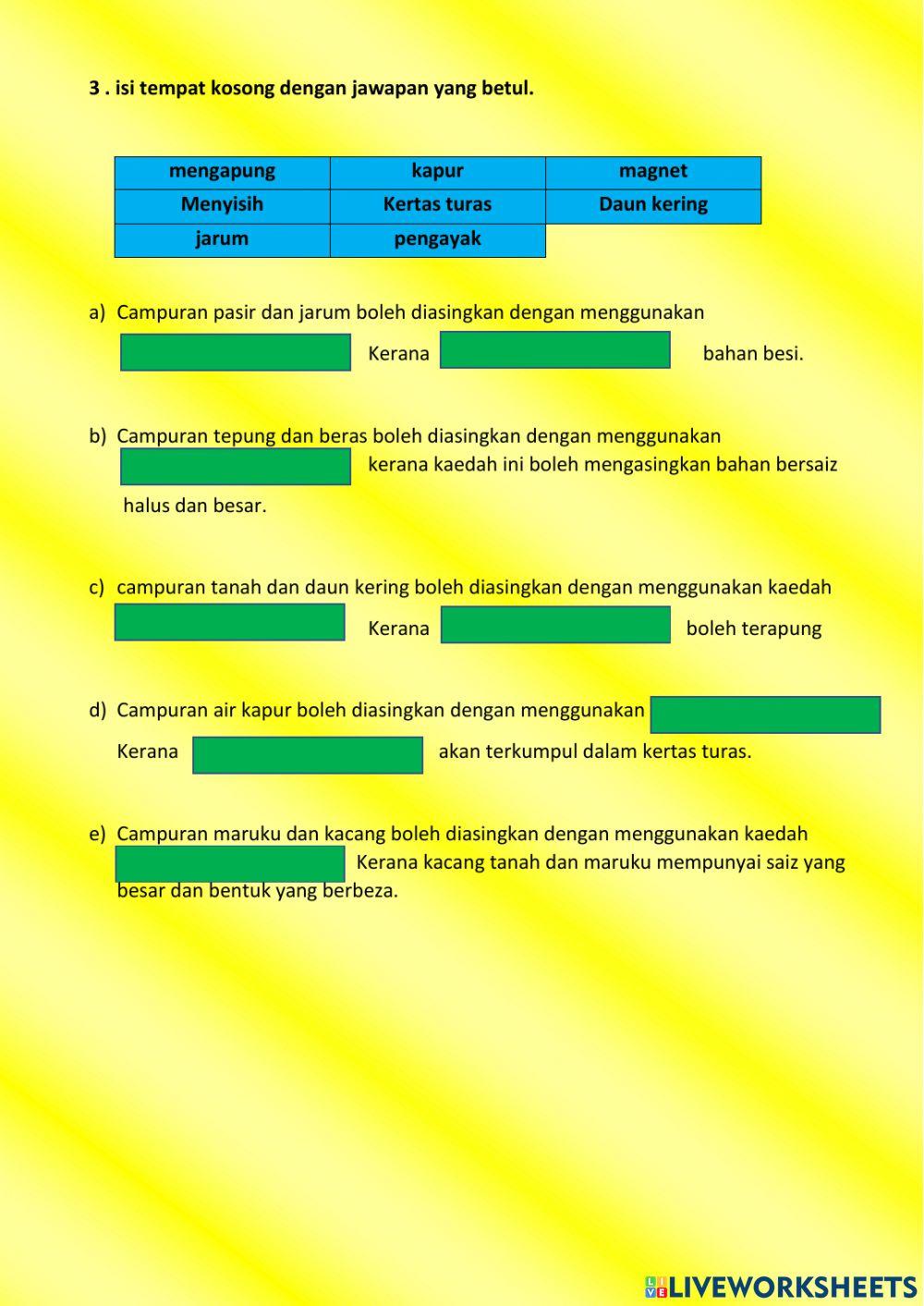 Sains tahun 2 - campuran