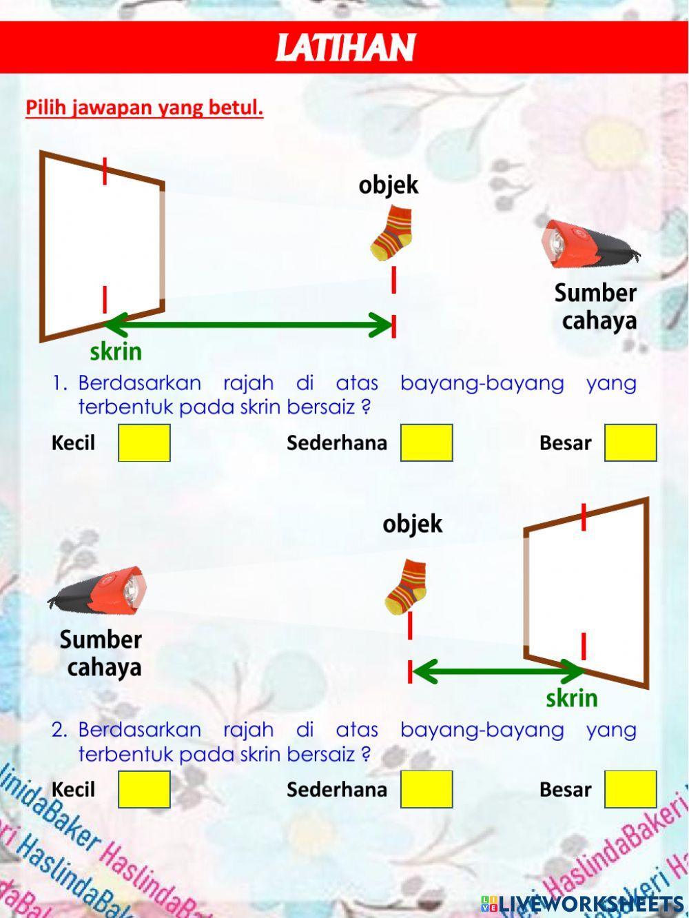 Sains Tahun 4 : Cahaya 5.1.2 & 3