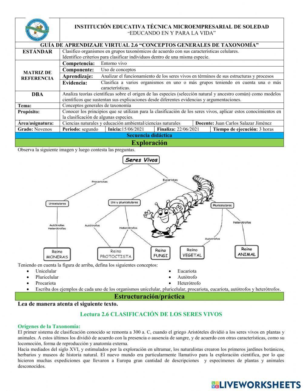 Conceptos generales de Taxonomía