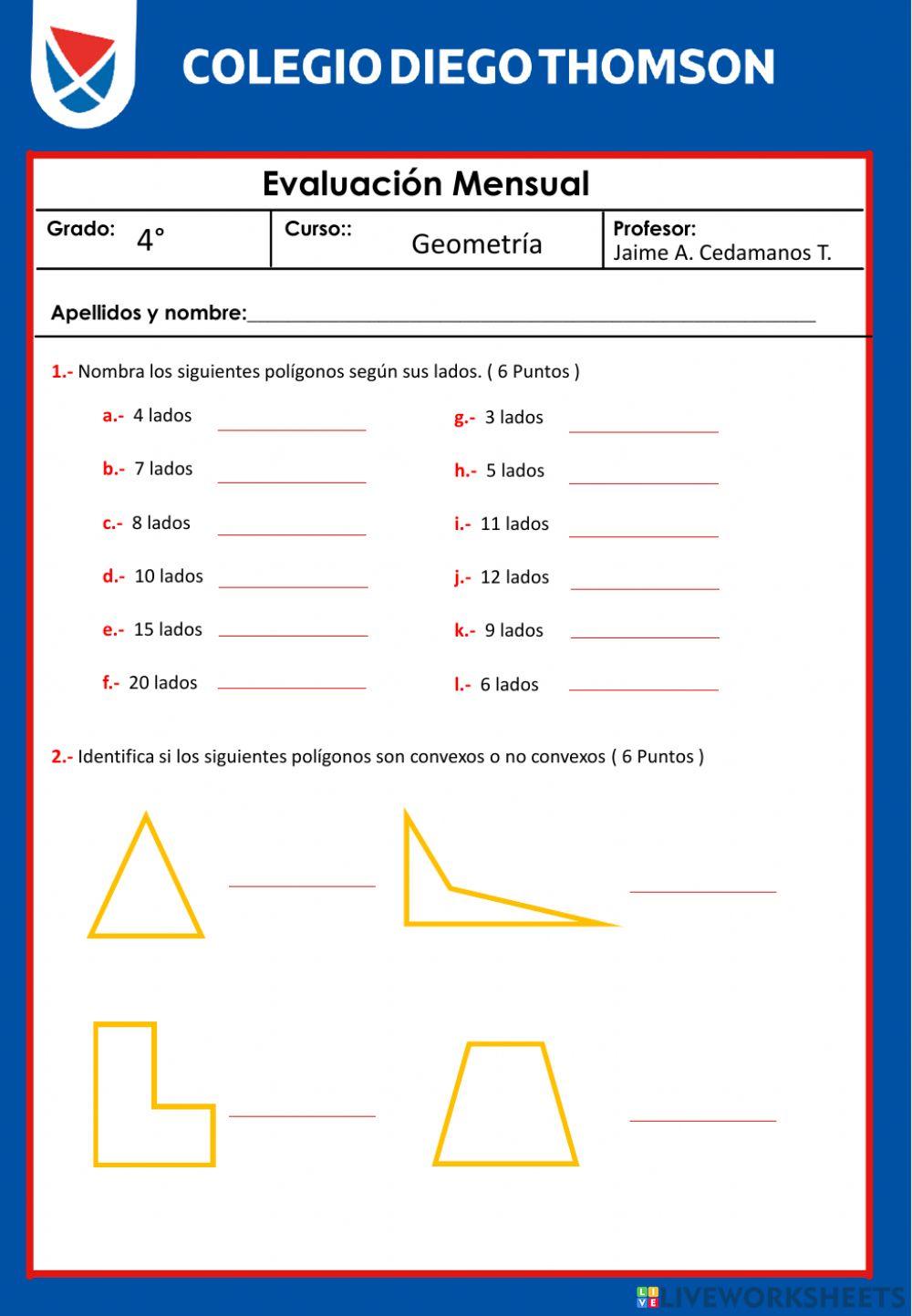 Examen junio 4to Geometría