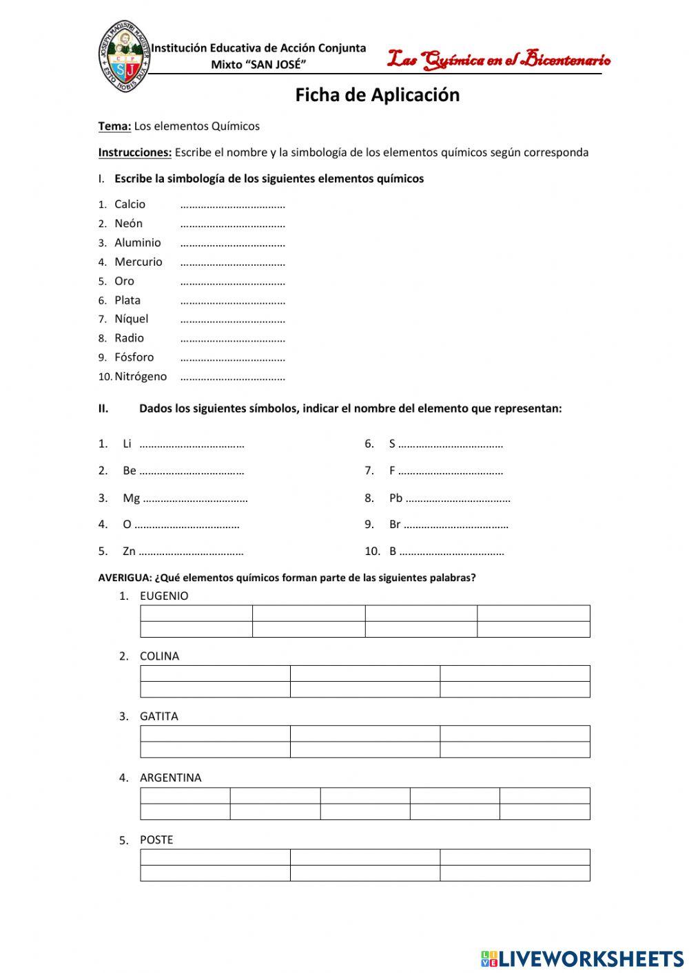 Elementos de la Tabla Periódica II